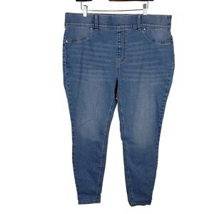 NEW Terra & Sky Womens 1X 16W-18W Skinny Jeans Medium Wash Pull On Stretch Denim